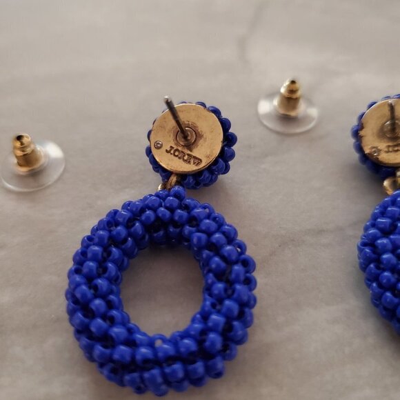 💙 J.Crew Blue Beads Beaded Cluster Retro Drop Dangle Earrings 💙 - Picture 3 of 5